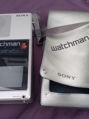 Sony Watchman Portable TV and Carry Case - Silver and Purple
